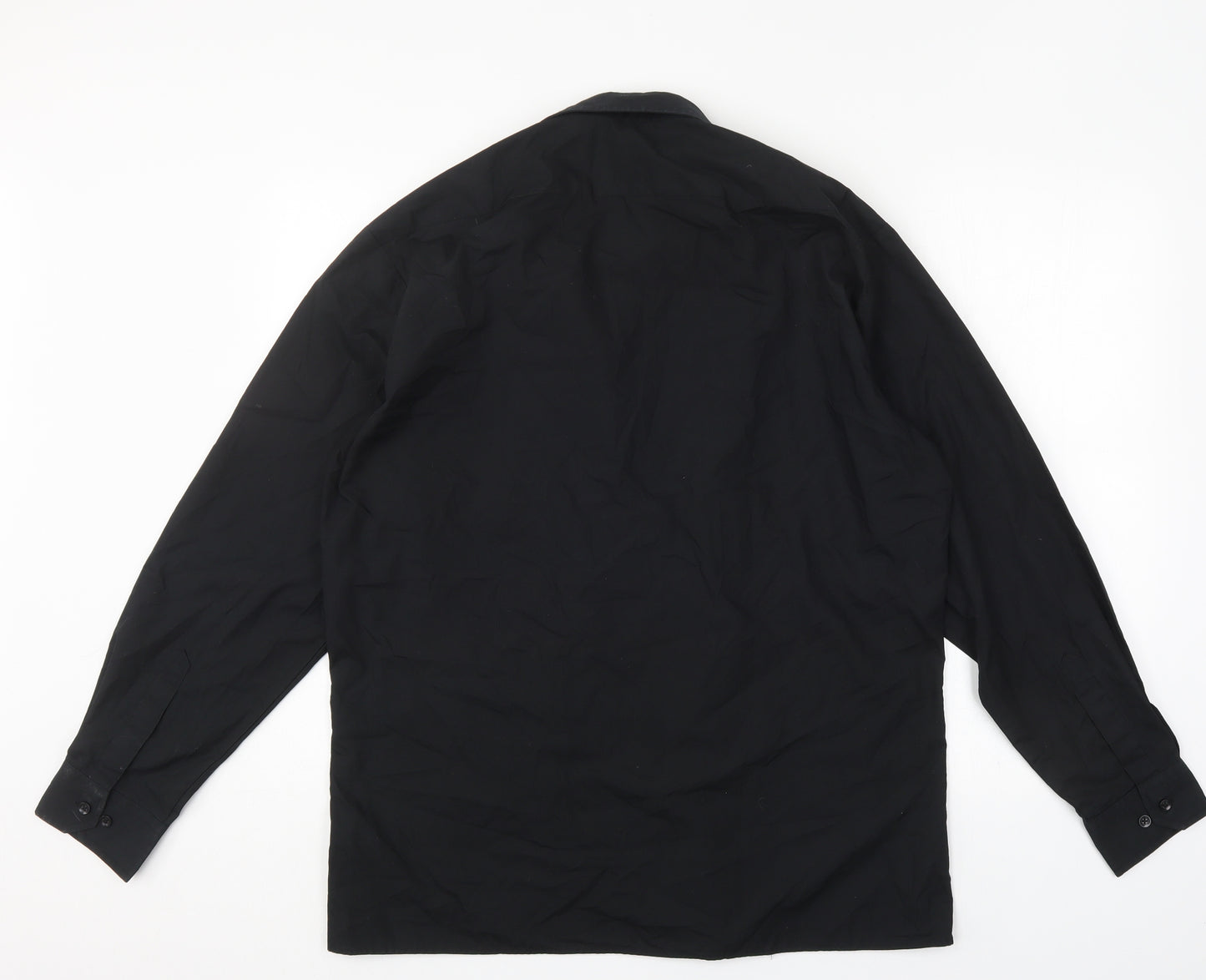 Premier Mens Black  Polyester  Button-Up Size 16 Collared Button