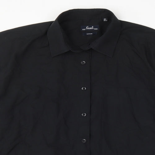 Premier Mens Black  Polyester  Button-Up Size 16 Collared Button