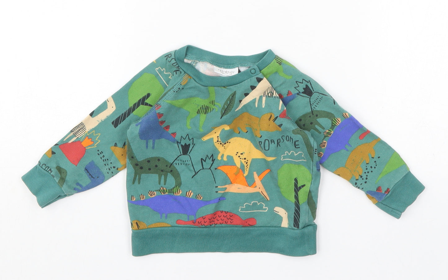 NEXT Boys Green Geometric Cotton Pullover Jumper Size 9-12 Months  Pullover - Dinosaur Print