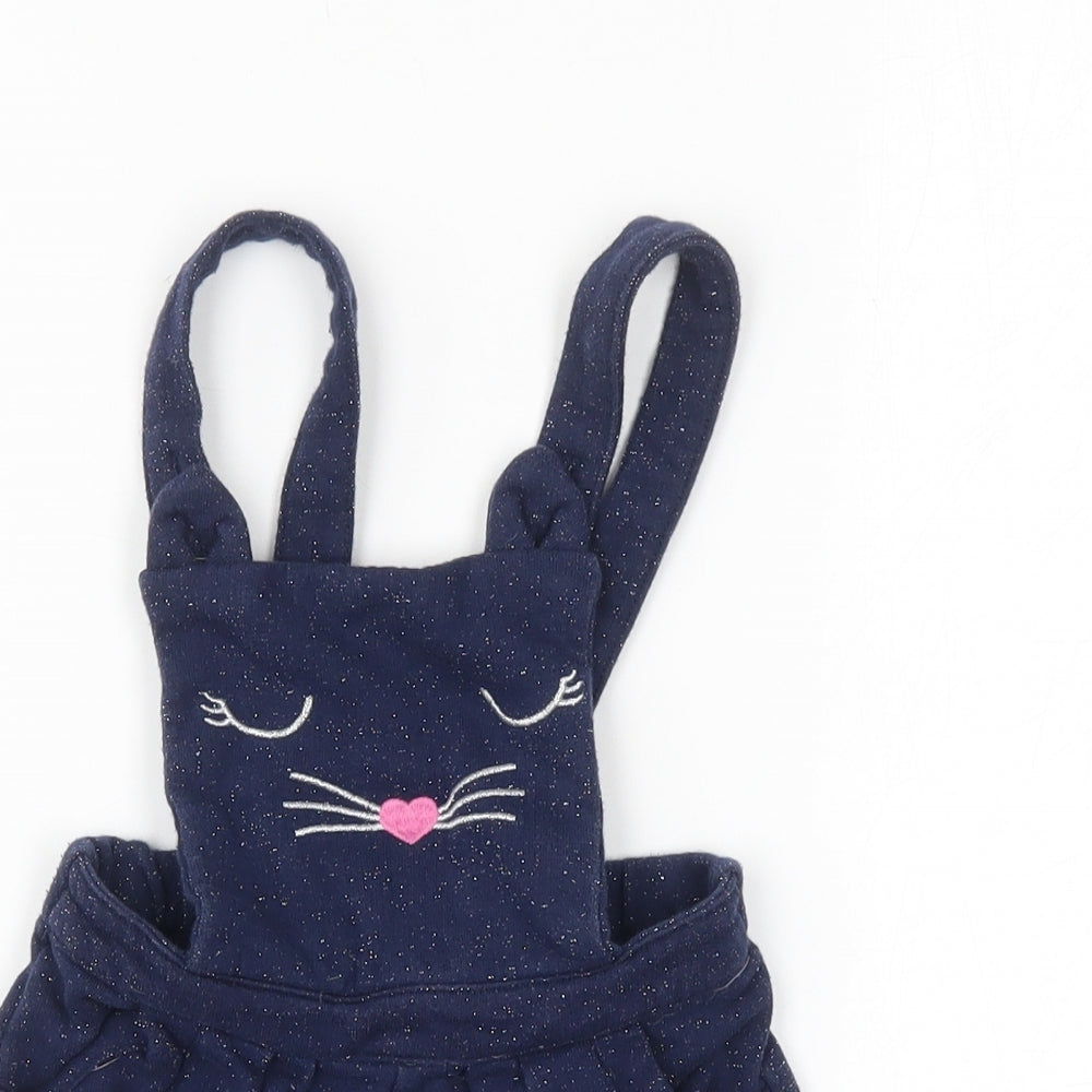 George Girls Blue  Cotton Dungaree One-Piece Size 3-4 Years  Pullover - Cat