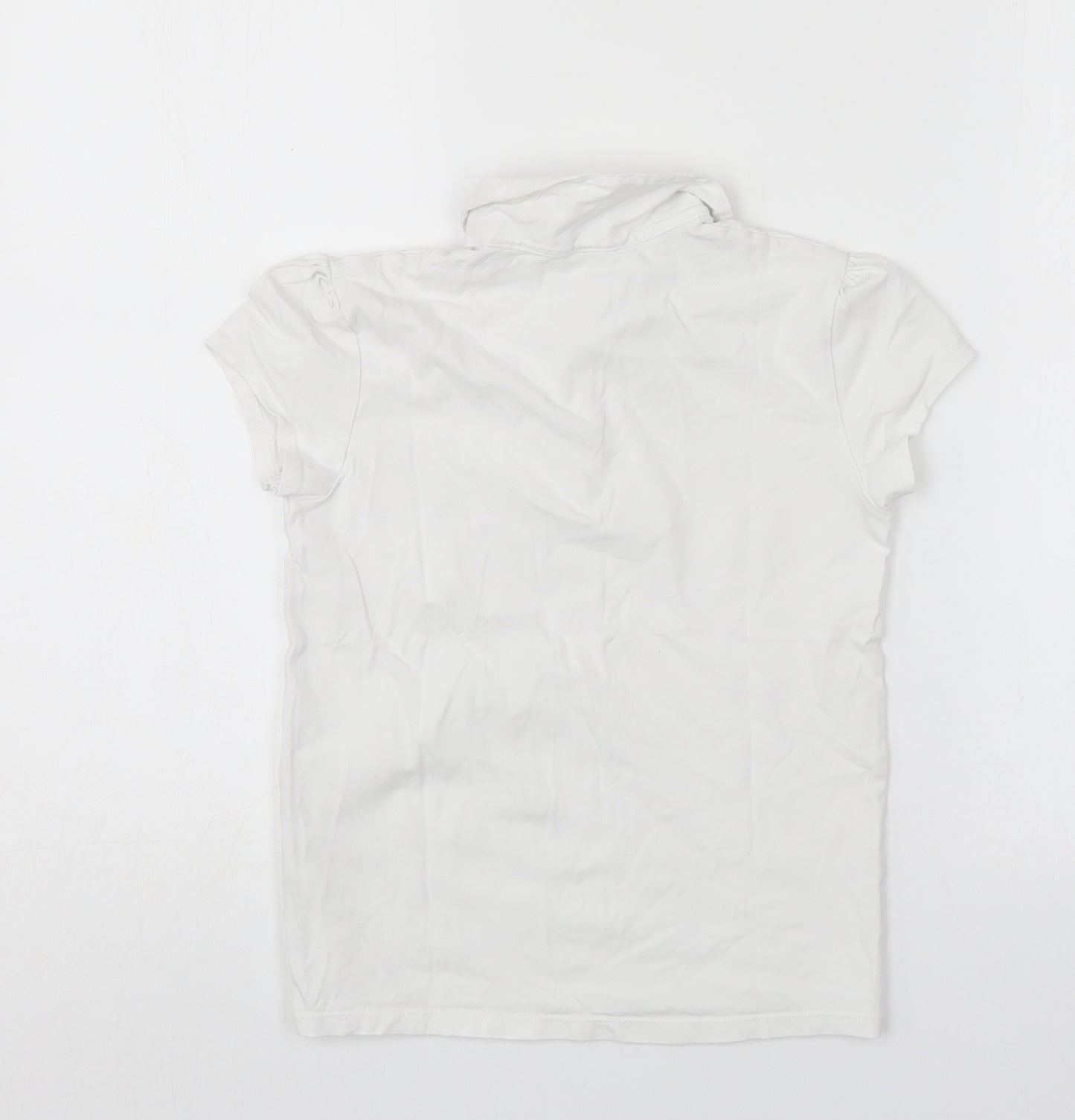 George Girls White  Cotton Basic T-Shirt Size 10-11 Years Collared Pullover