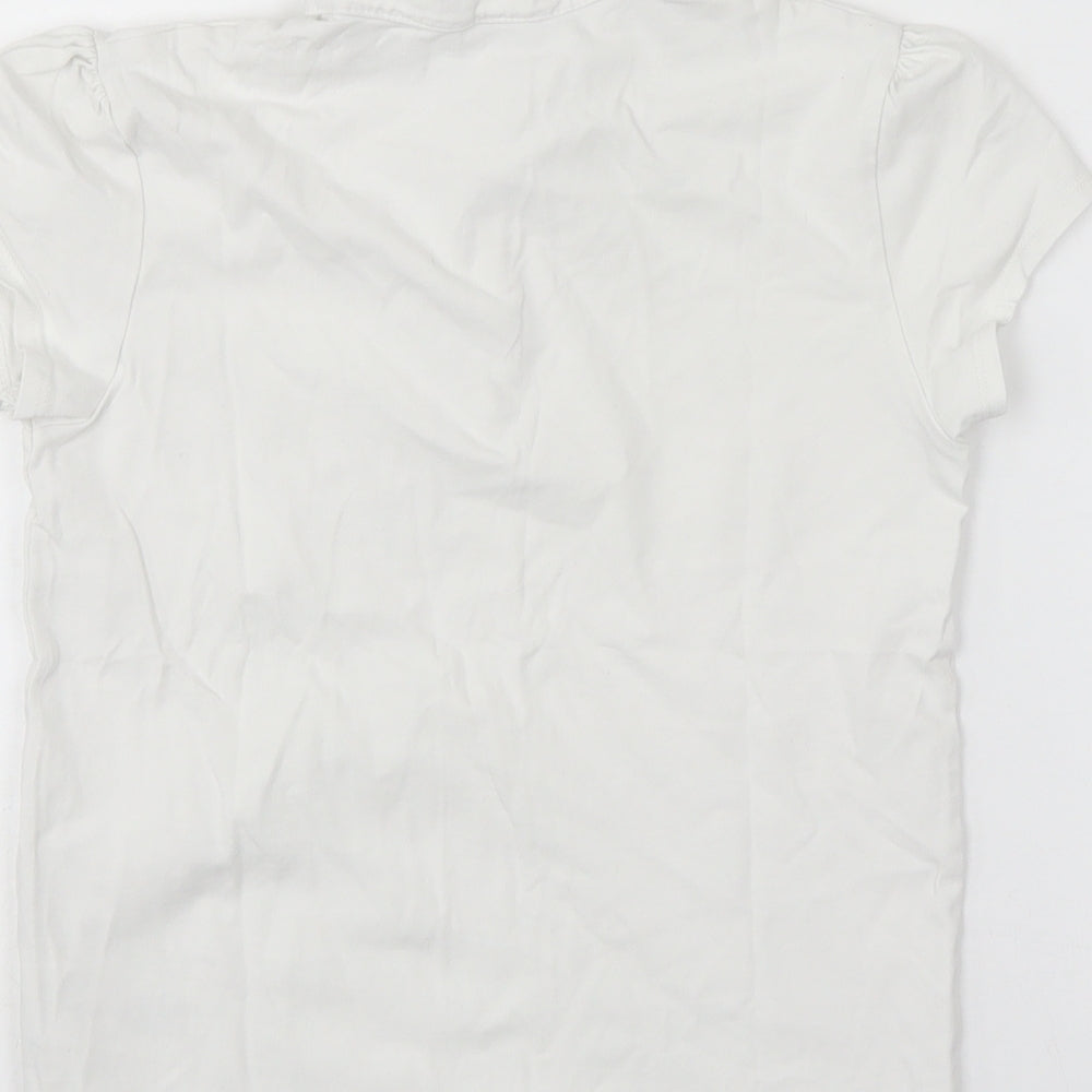 George Girls White  Cotton Basic T-Shirt Size 10-11 Years Collared Pullover
