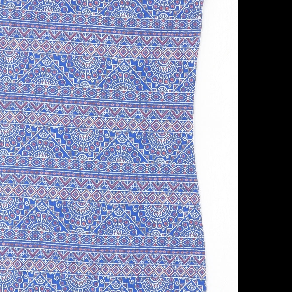New Look Womens Blue Geometric Cotton Tank Dress  Size 14   Pullover