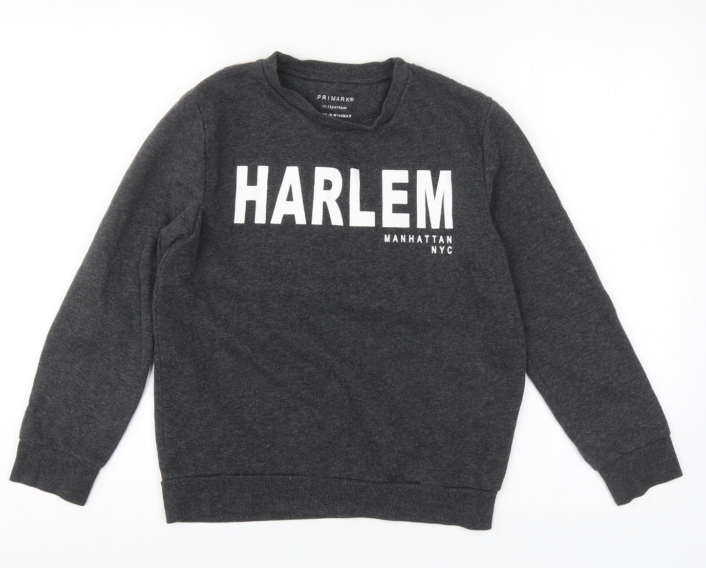 Primark Boys Grey  Cotton Pullover Sweatshirt Size 11-12 Years  Pullover - Harlem