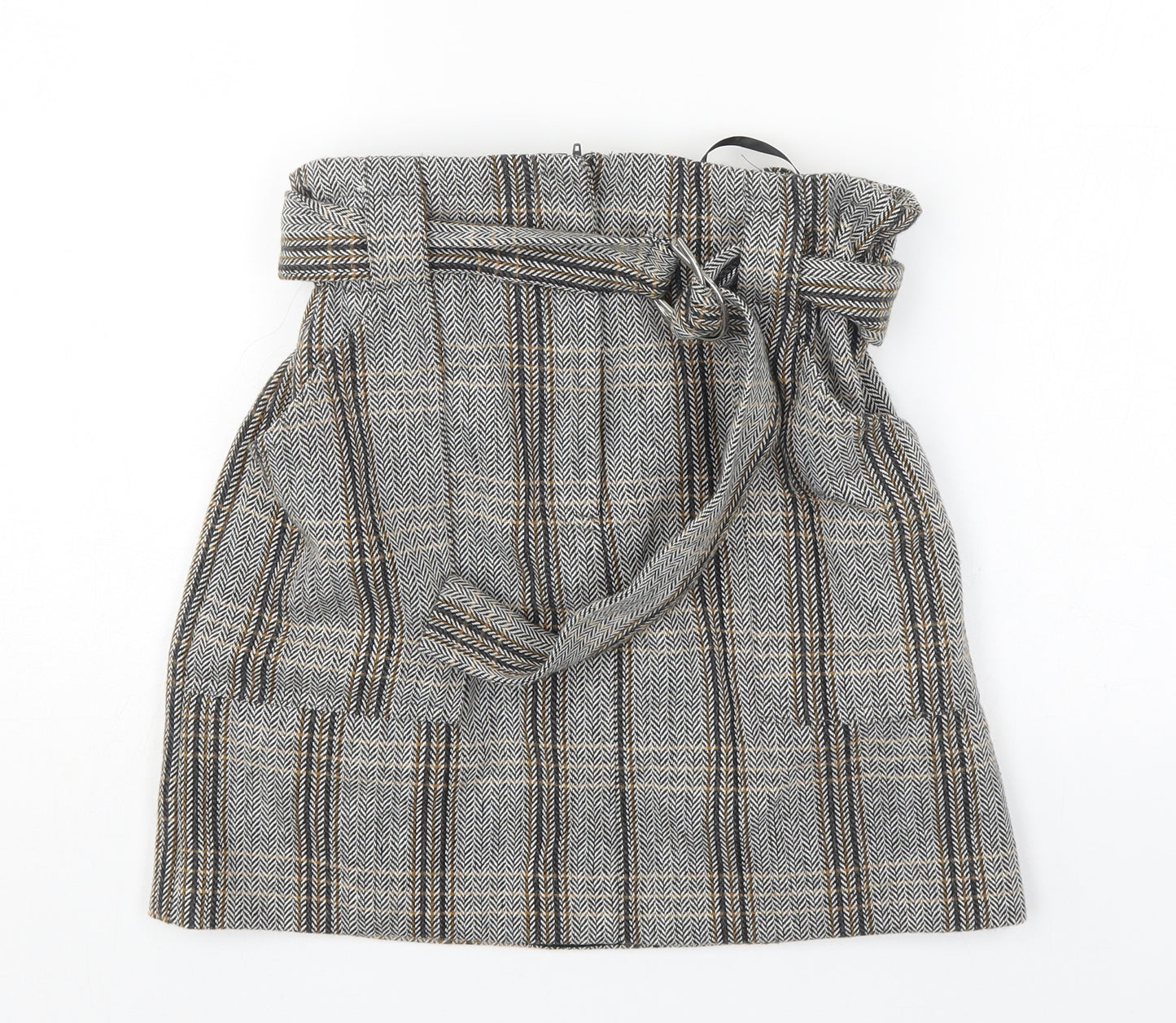 River Island Womens Grey Plaid Polyester A-Line Skirt Size 8