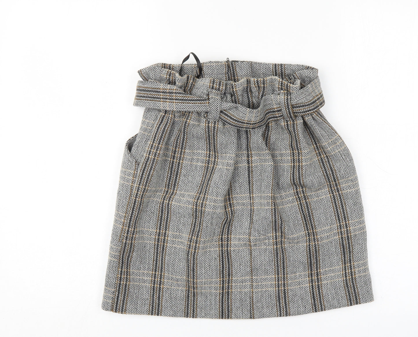 River Island Womens Grey Plaid Polyester A-Line Skirt Size 8