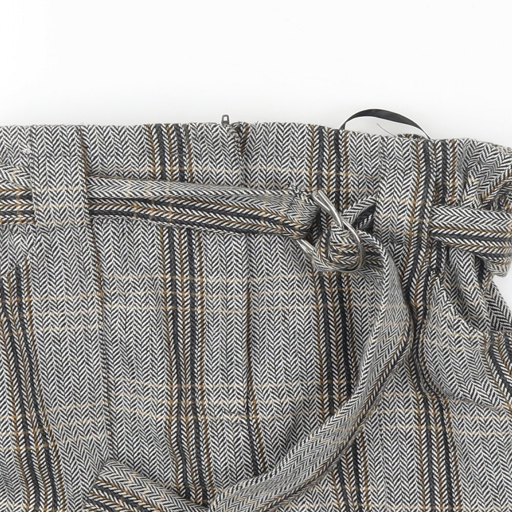 River Island Womens Grey Plaid Polyester A-Line Skirt Size 8