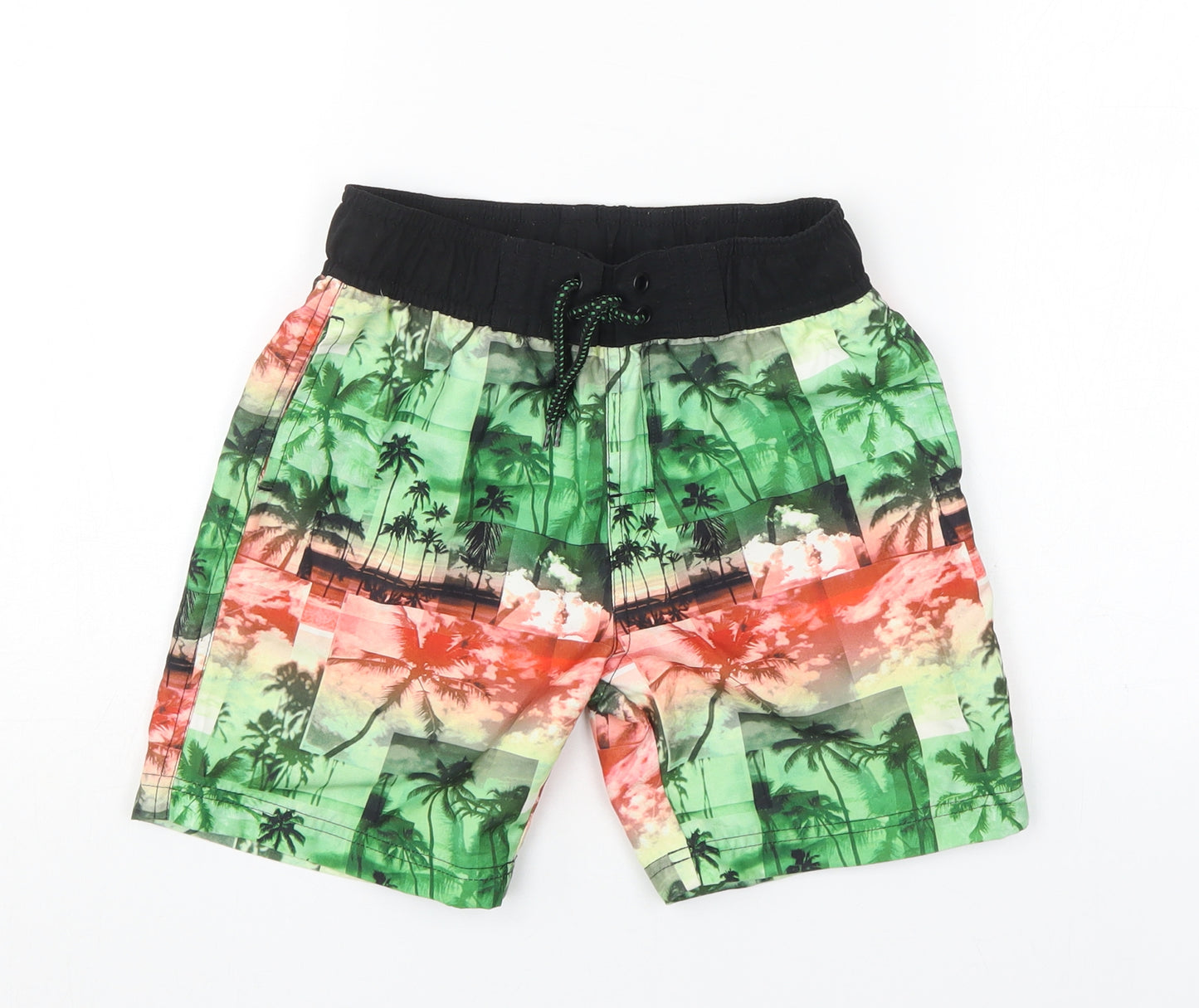 Primark Boys Multicoloured Geometric Polyester Bermuda Shorts Size 8-9 Years  Regular Drawstring - palm tree swim shorts