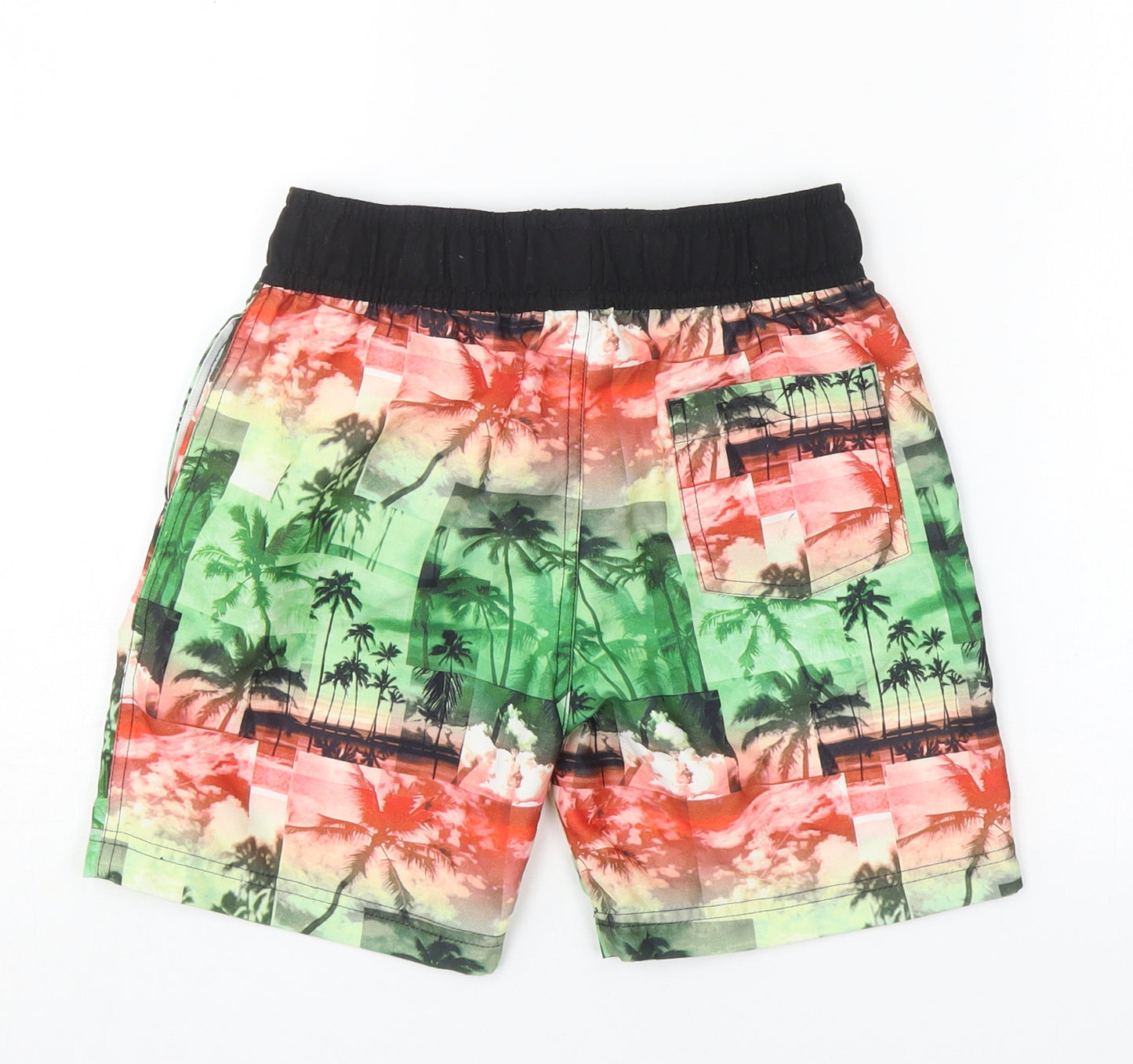 Primark Boys Multicoloured Geometric Polyester Bermuda Shorts Size 8-9 Years  Regular Drawstring - palm tree swim shorts