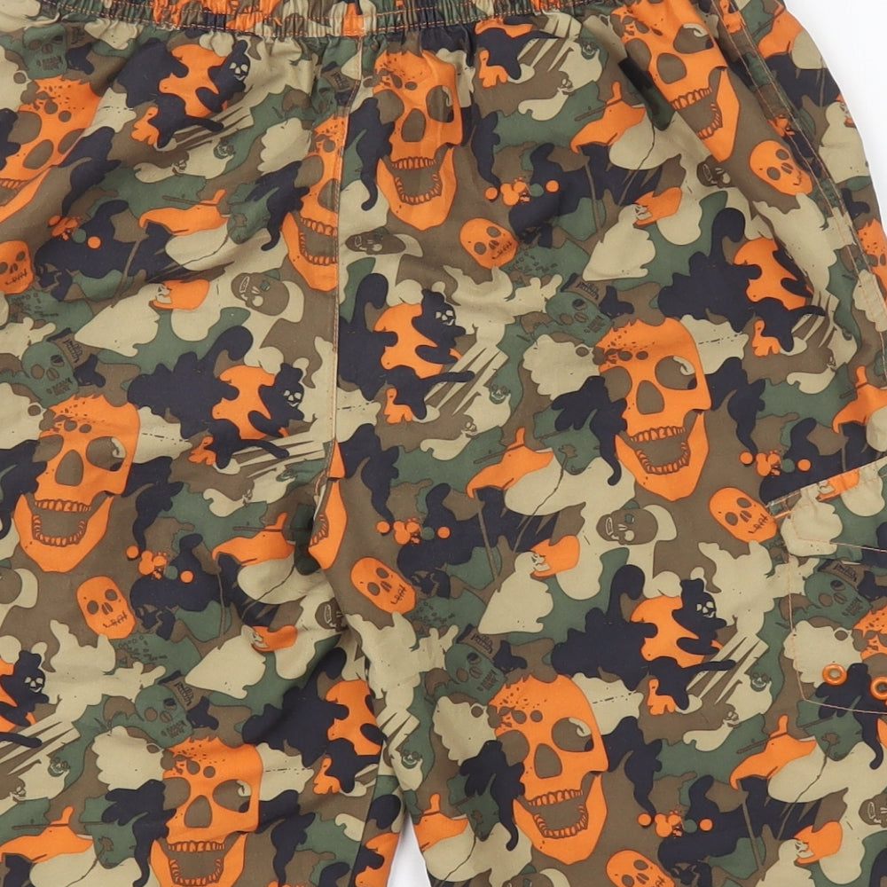 George Boys Orange  Polyester Bermuda Shorts Size 7-8 Years  Regular Drawstring - skull print