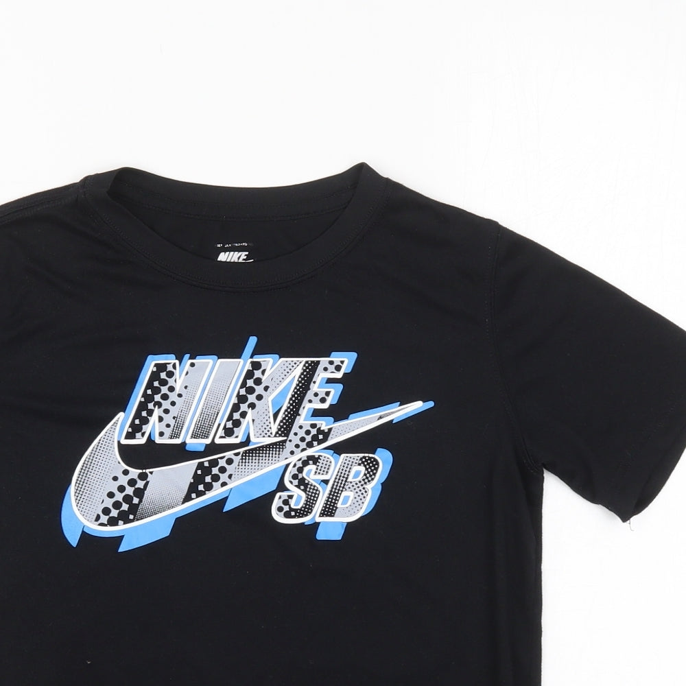 Nike Boys Black  Polyester Basic T-Shirt Size M Round Neck Pullover