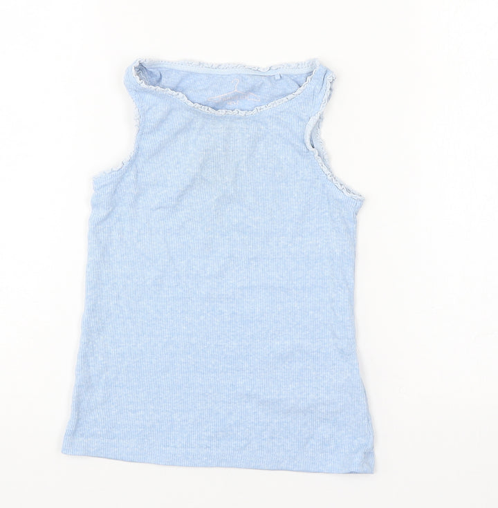 NEXT Girls Blue Cotton Basic Tank Size 5 Years Round Neck Pullover