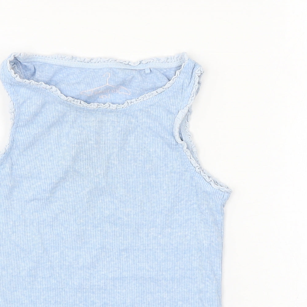 NEXT Girls Blue  Cotton Basic Tank Size 5 Years Round Neck Pullover