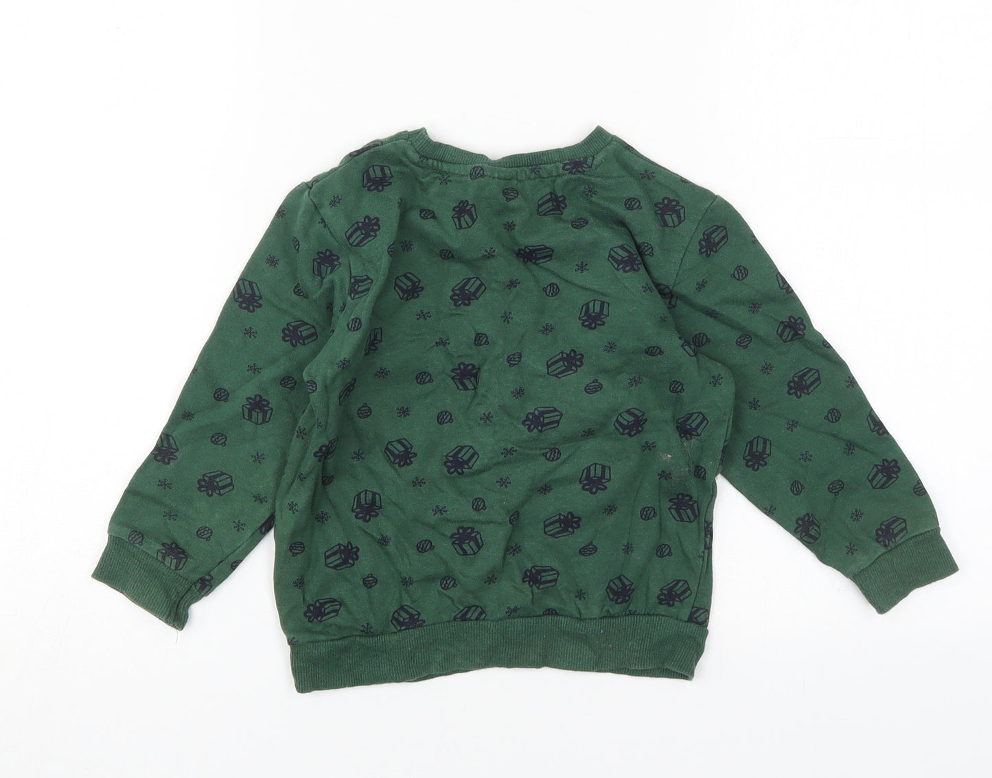 Little kids Boys Green  Cotton Pullover Sweatshirt Size 3-4 Years  Pullover - Holiday Cheer