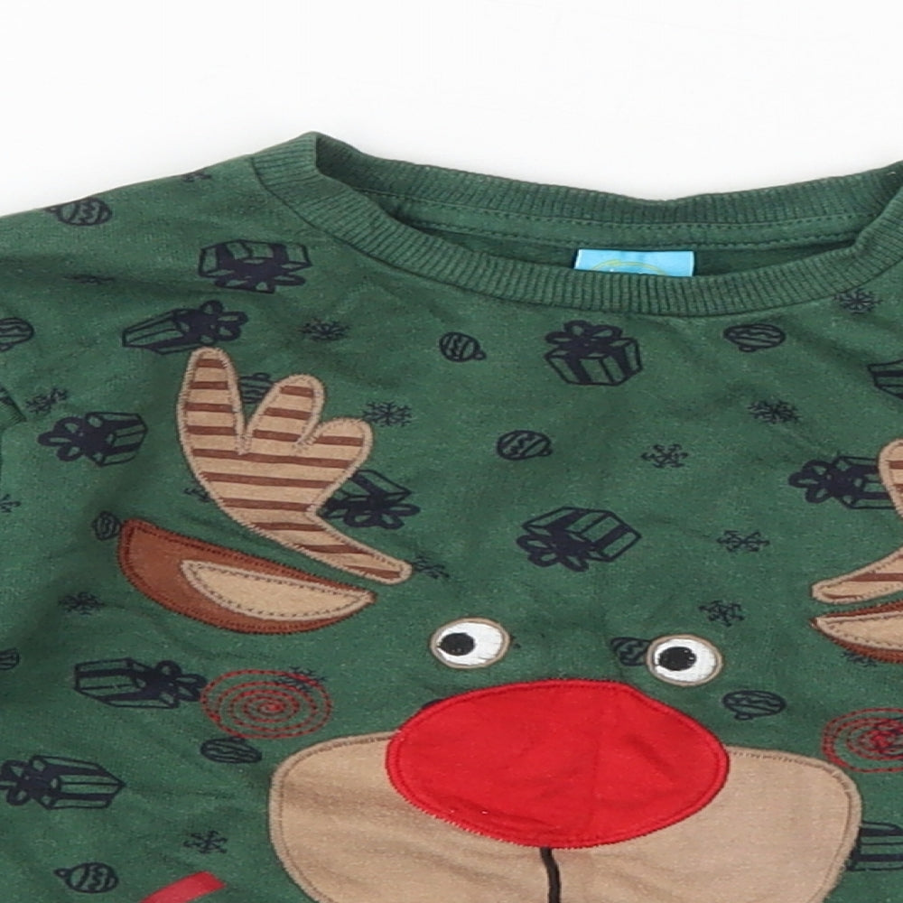 Little kids Boys Green  Cotton Pullover Sweatshirt Size 3-4 Years  Pullover - Holiday Cheer
