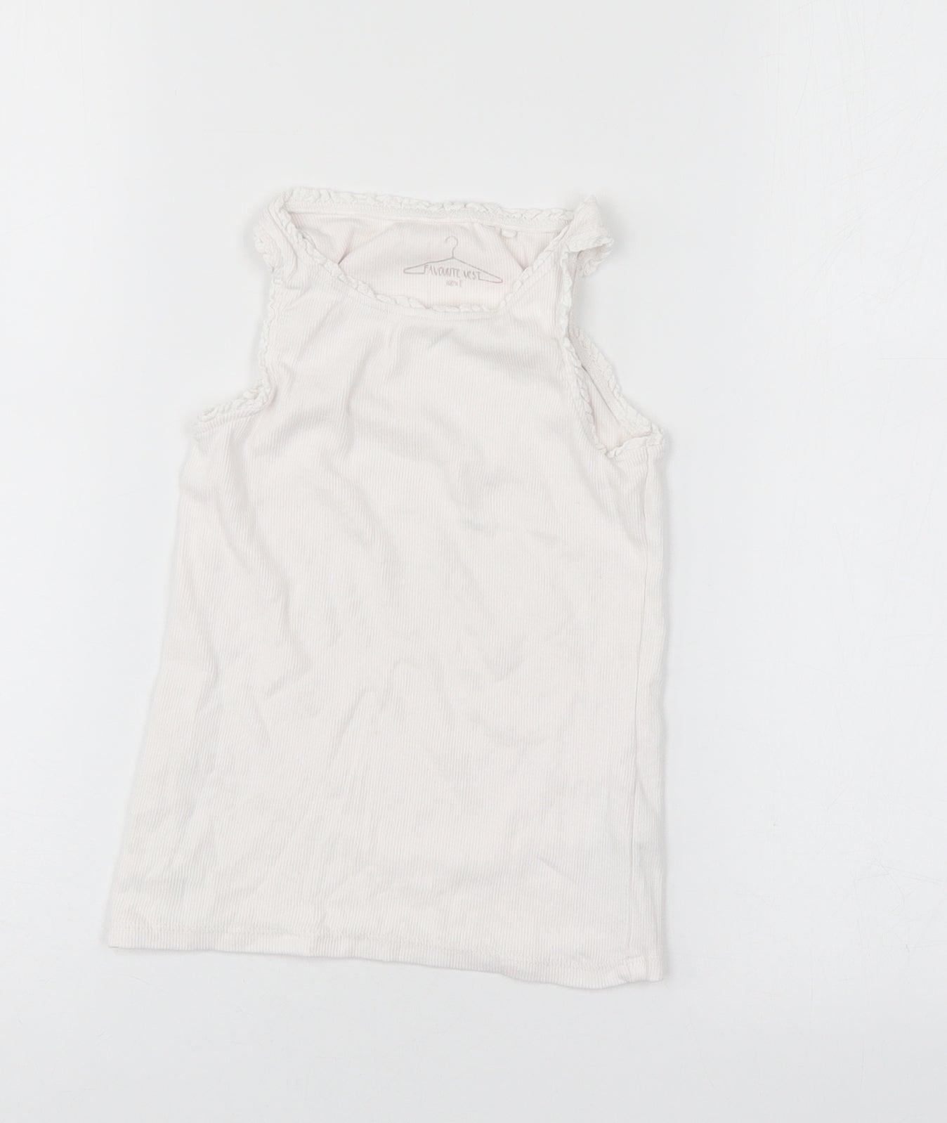 NEXT Girls White  Cotton Basic Tank Size 5 Years Boat Neck Pullover