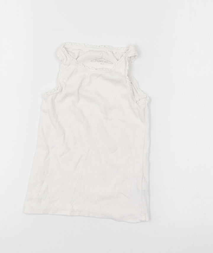 NEXT Girls White  Cotton Basic Tank Size 5 Years Boat Neck Pullover