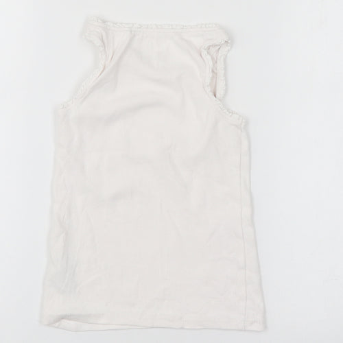 NEXT Girls White  Cotton Basic Tank Size 5 Years Boat Neck Pullover