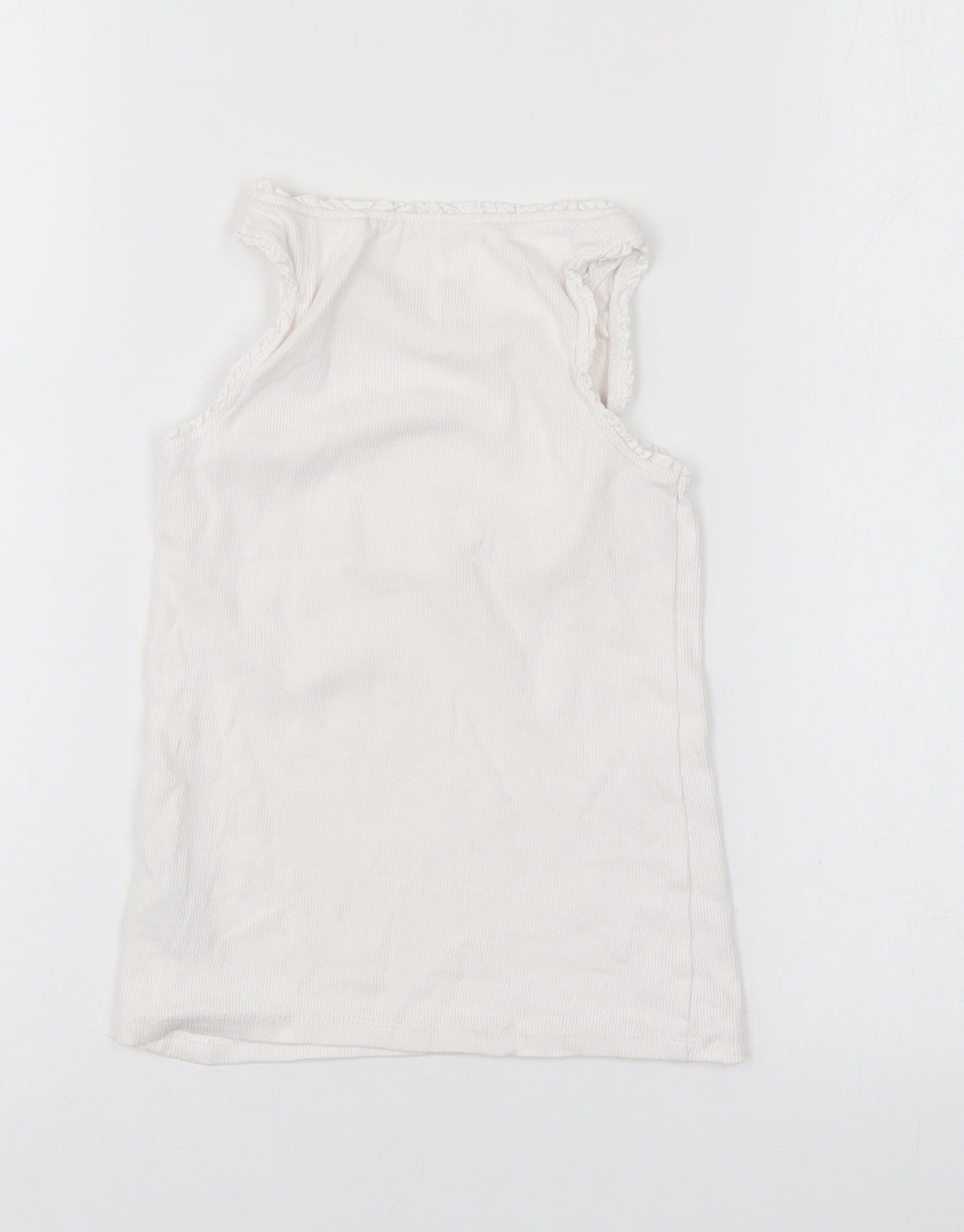 NEXT Girls White  Cotton Basic Tank Size 5 Years Boat Neck Pullover