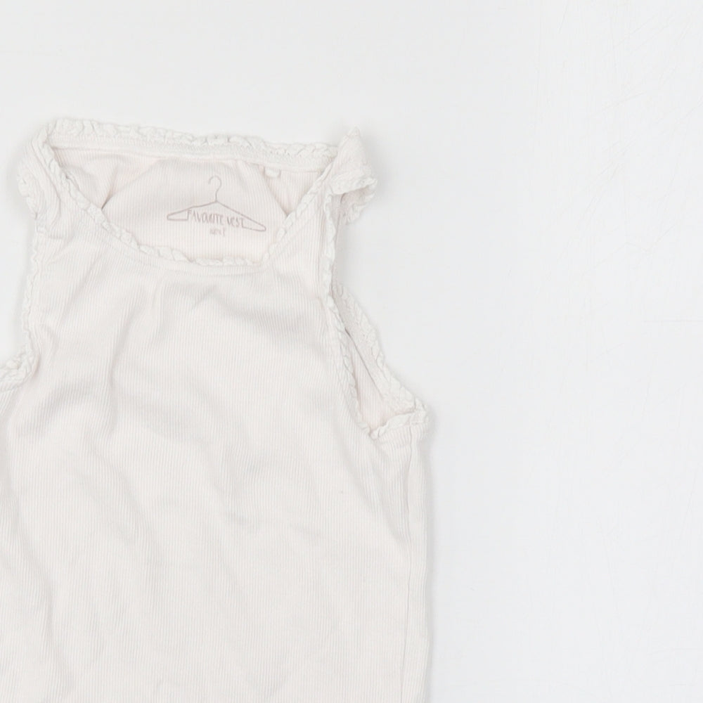 NEXT Girls White  Cotton Basic Tank Size 5 Years Boat Neck Pullover