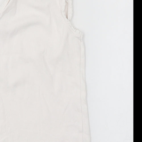NEXT Girls White  Cotton Basic Tank Size 5 Years Boat Neck Pullover