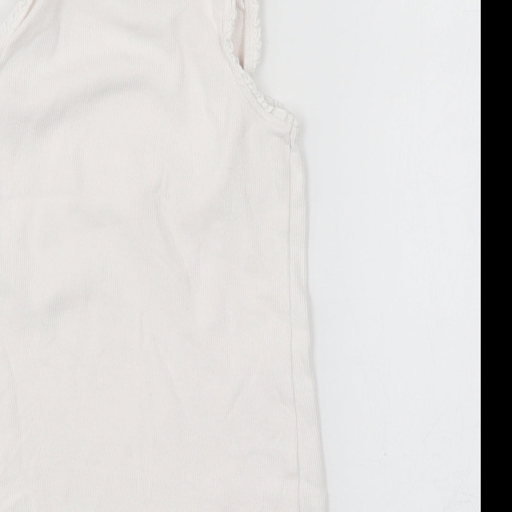 NEXT Girls White  Cotton Basic Tank Size 5 Years Boat Neck Pullover