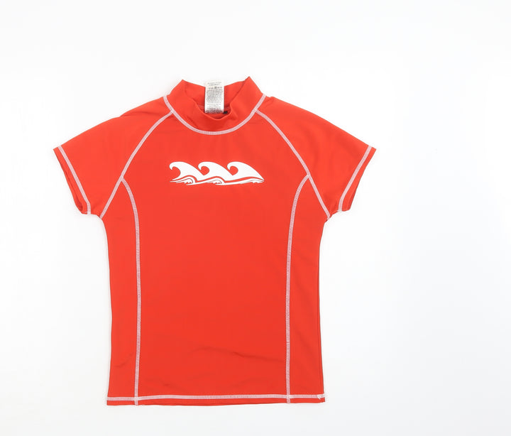 Crane Girls Red Polyester Basic T-Shirt Size 11-12 Years Mock Neck