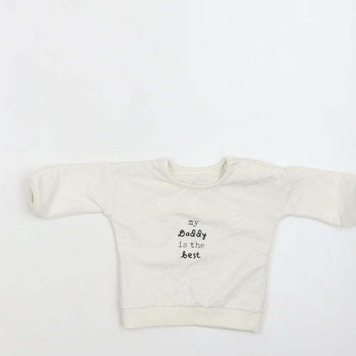 George Baby White  Polyester Pullover Jumper Size 0-3 Months  Snap - My daddy