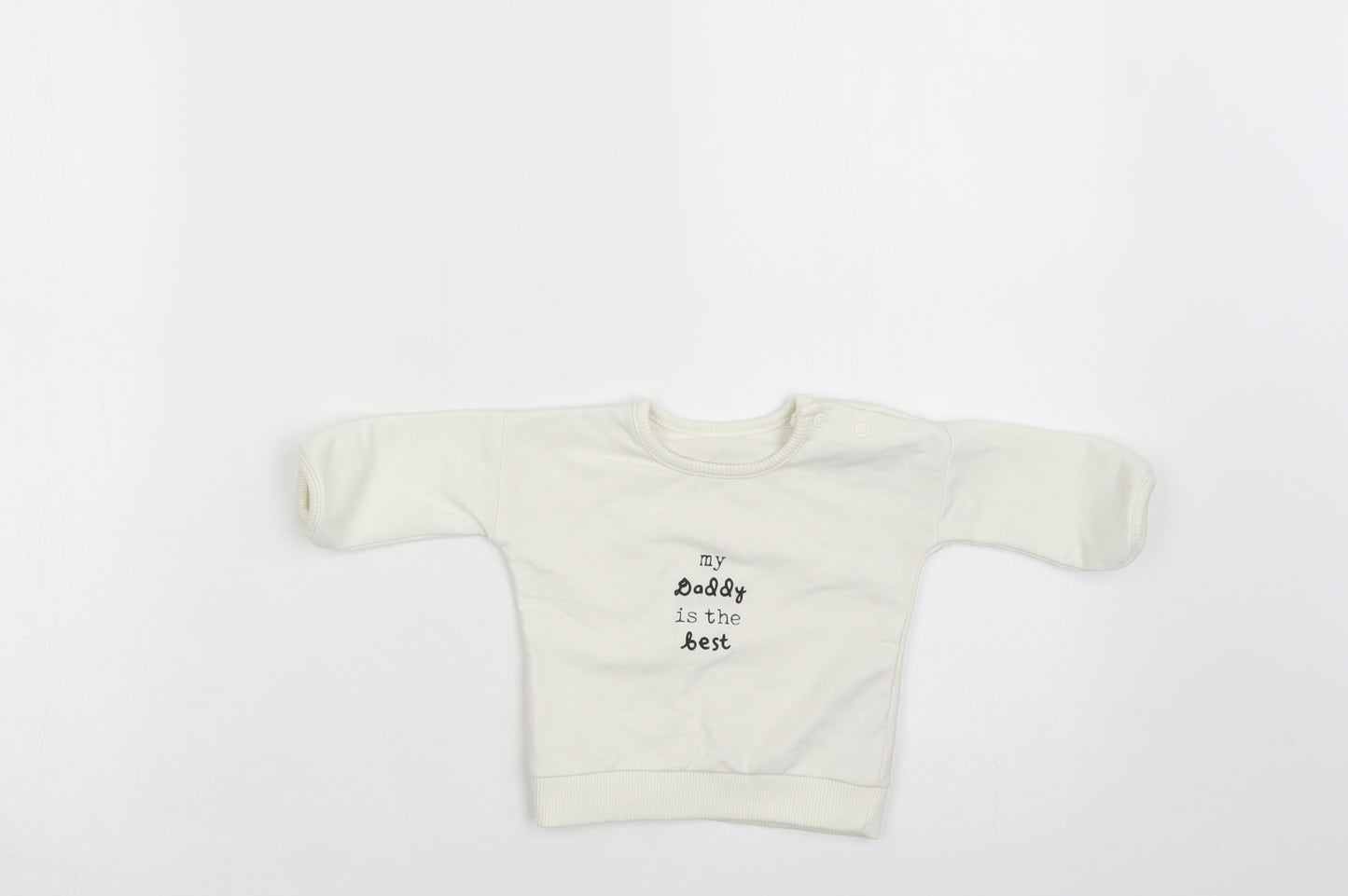 George Baby White  Polyester Pullover Jumper Size 0-3 Months  Snap - My daddy