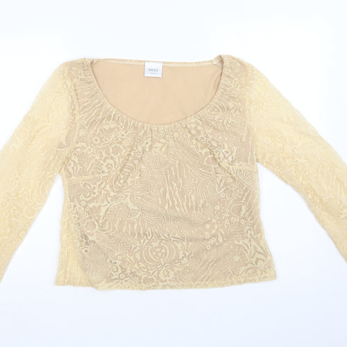 NEXT Womens Beige Paisley Polyester Basic Blouse Size 16 Round Neck