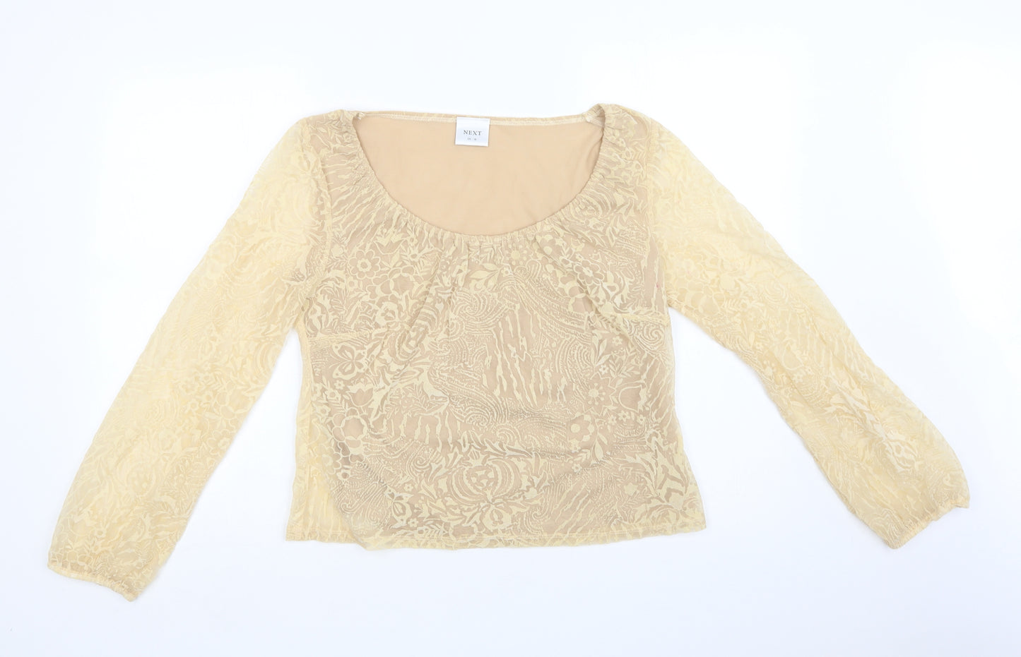 NEXT Womens Beige Paisley Polyester Basic Blouse Size 16 Round Neck