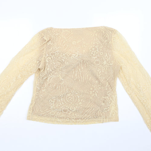 NEXT Womens Beige Paisley Polyester Basic Blouse Size 16 Round Neck
