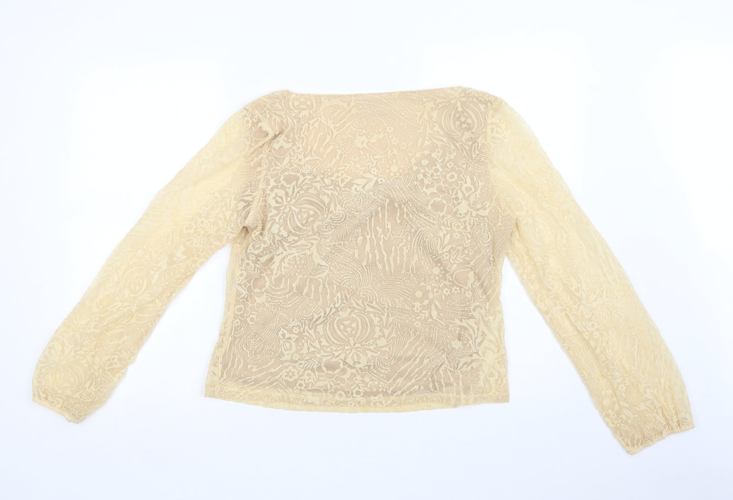 NEXT Womens Beige Paisley Polyester Basic Blouse Size 16 Round Neck