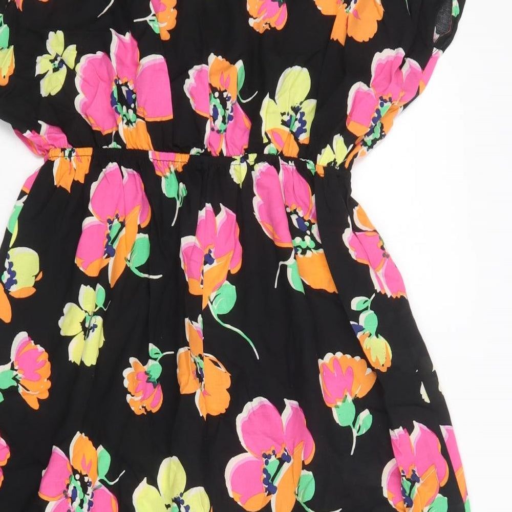 George Womens Black Floral Viscose A-Line  Size 16  V-Neck  - Cold Shoulder