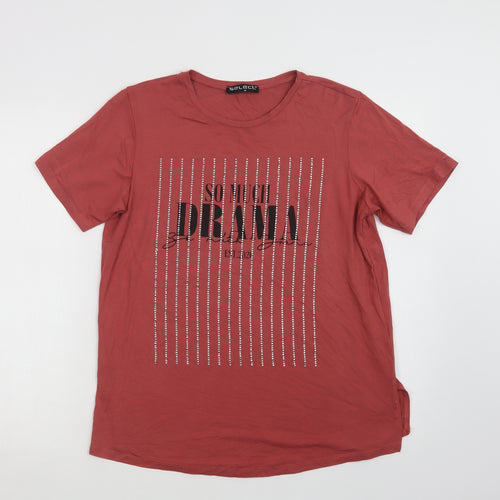 Select Womens Pink  Viscose Basic T-Shirt Size M Crew Neck - So Much Drama