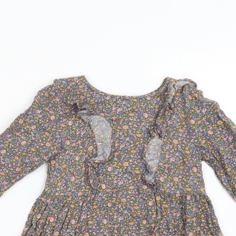 NEXT Girls Multicoloured Floral Viscose A-Line  Size 4-5 Years  Round Neck Button