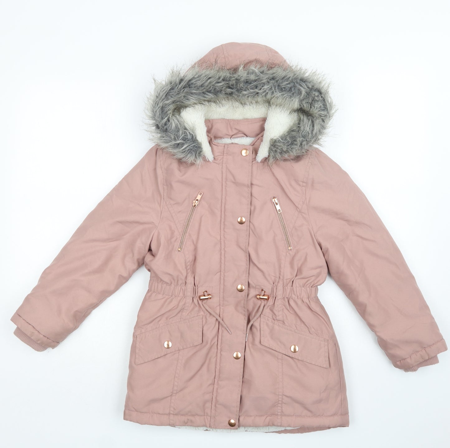 George Girls Pink   Parka Jacket Size 7-8 Years  Zip