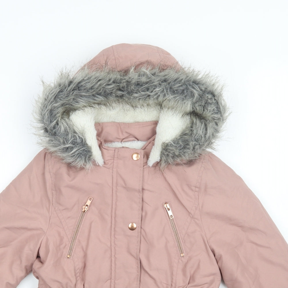 George Girls Pink   Parka Jacket Size 7-8 Years  Zip