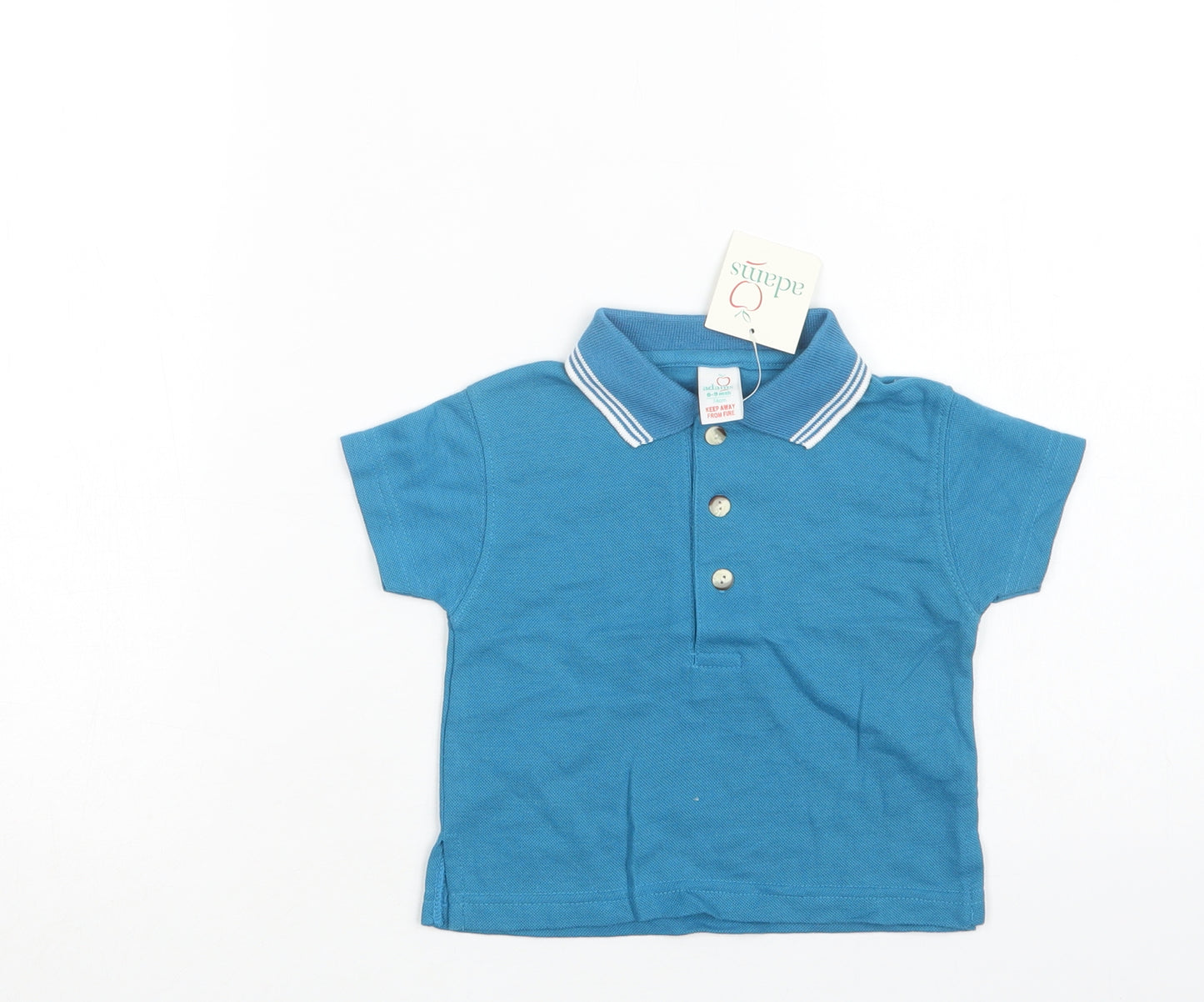 Adams Baby Blue  Polyester Basic Polo Size 6-9 Months Collared Button