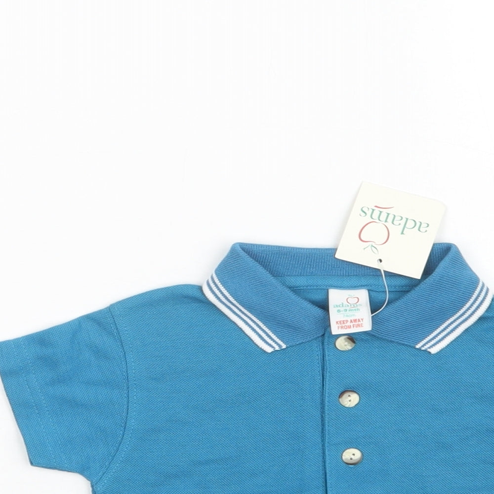 Adams Baby Blue  Polyester Basic Polo Size 6-9 Months Collared Button