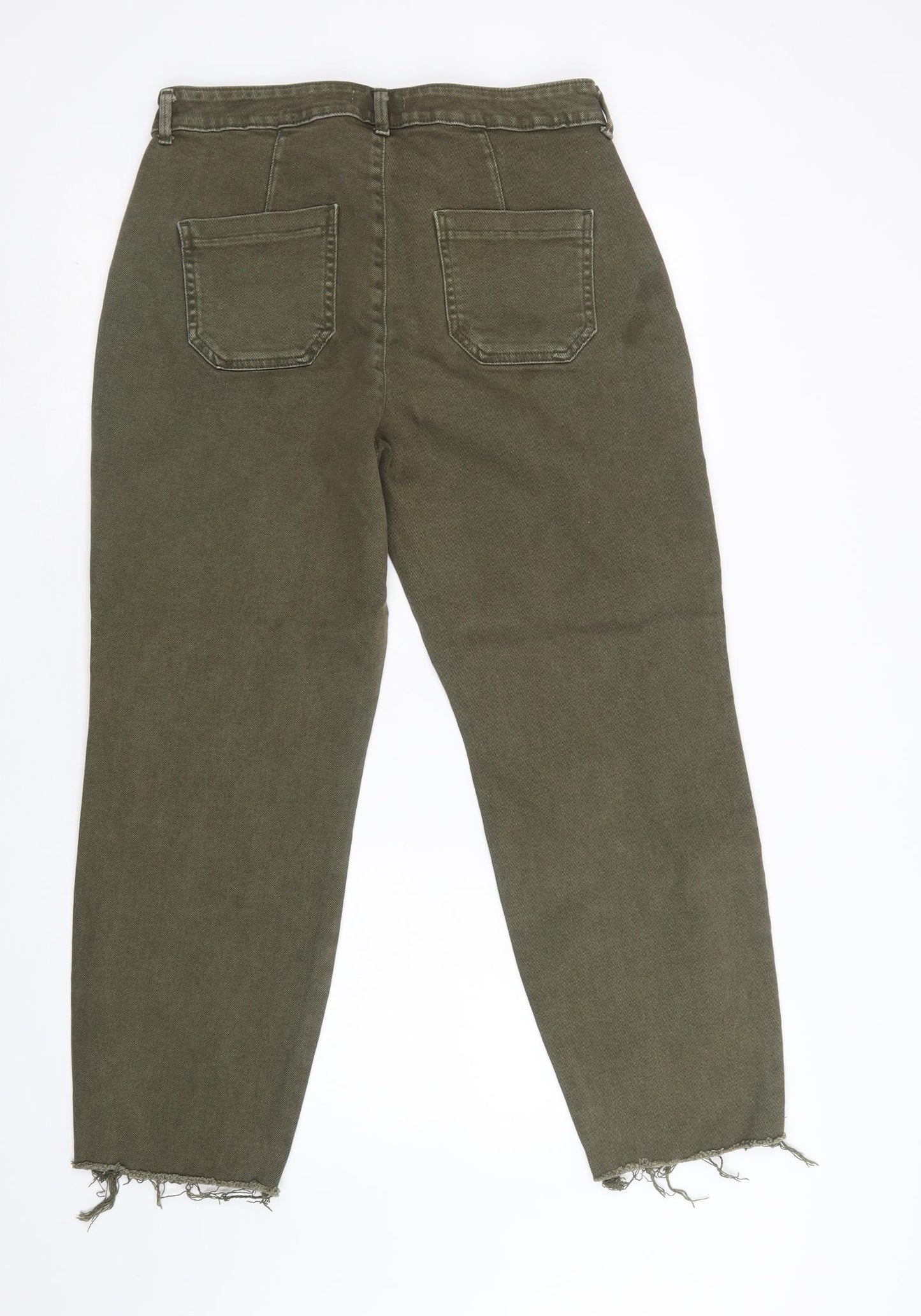 TU Womens Green  Cotton Tapered Jeans Size 14 L28 in Regular Button