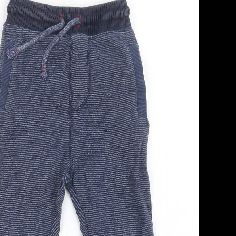 George Girls Blue Striped Cotton Jogger Trousers Size 2-3 Years  Regular Drawstring