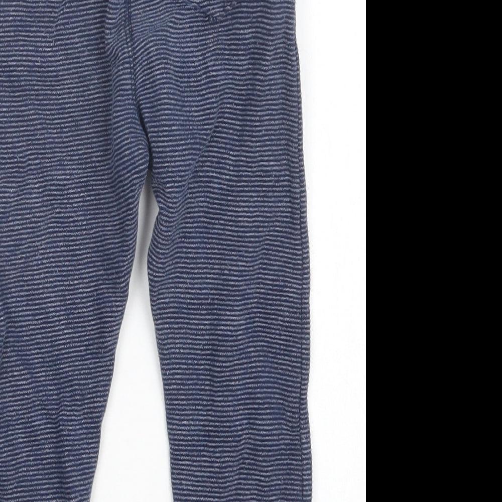 George Girls Blue Striped Cotton Jogger Trousers Size 2-3 Years  Regular Drawstring
