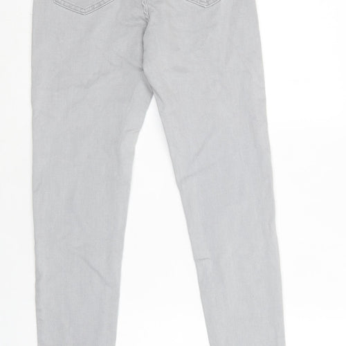 M&S Womens Grey  Cotton Skinny Jeans Size 8 L29 in Regular Button