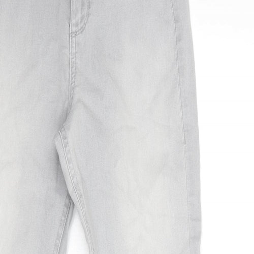 M&S Womens Grey  Cotton Skinny Jeans Size 8 L29 in Regular Button