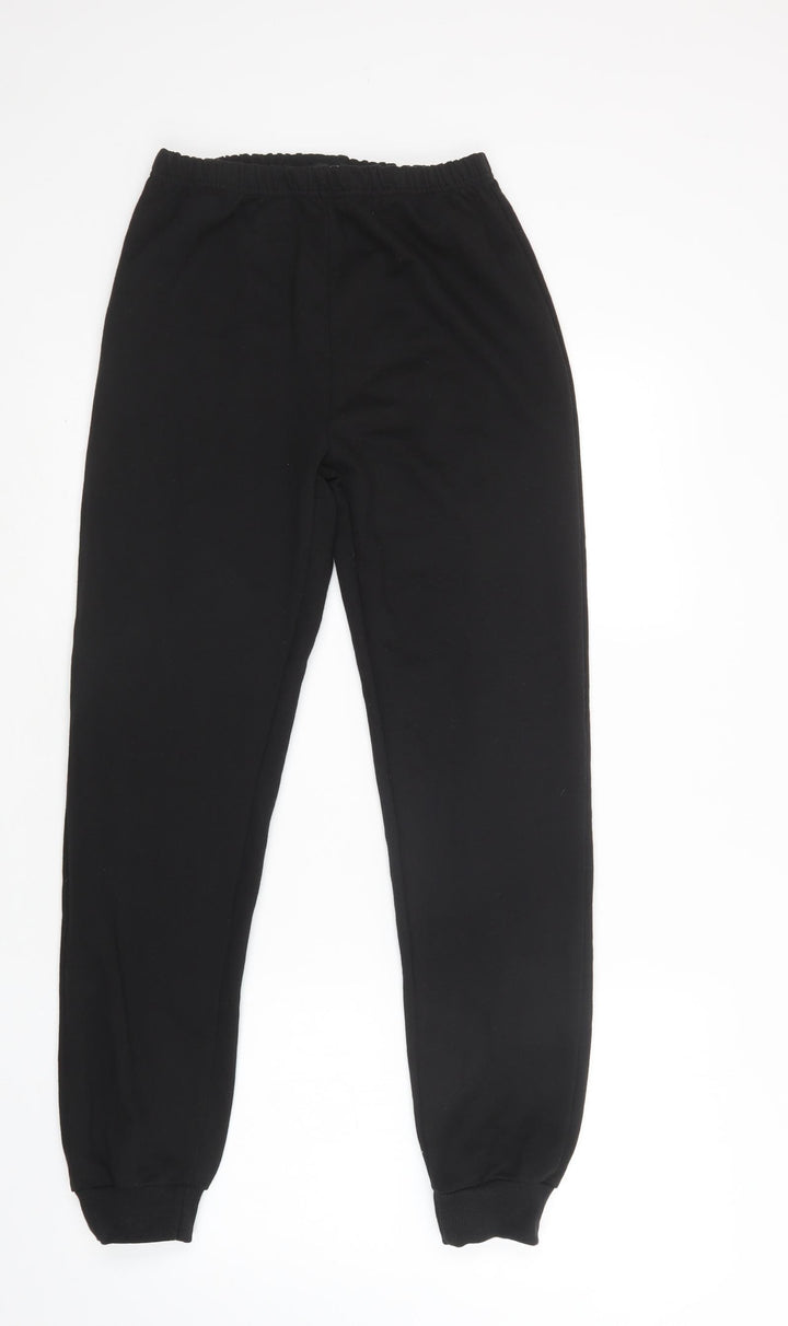 PRETTYLITTLETHING Womens Black  Cotton Jogger Trousers Size 8 L29 in Regular