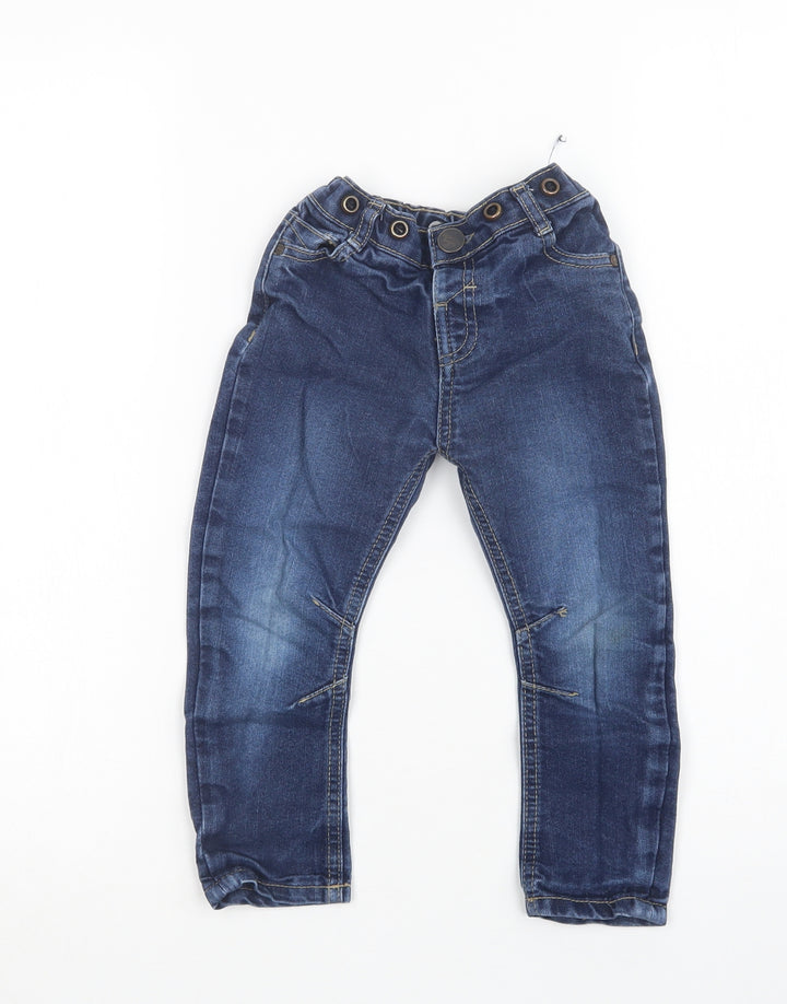 Matalan Boys Blue Cotton Skinny Jeans Size 2-3 Years Regular Button
