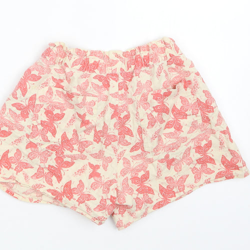 Gap Girls Ivory Geometric Linen Bermuda Shorts Size 10-11 Years  Regular Drawstring - Butterfly Print