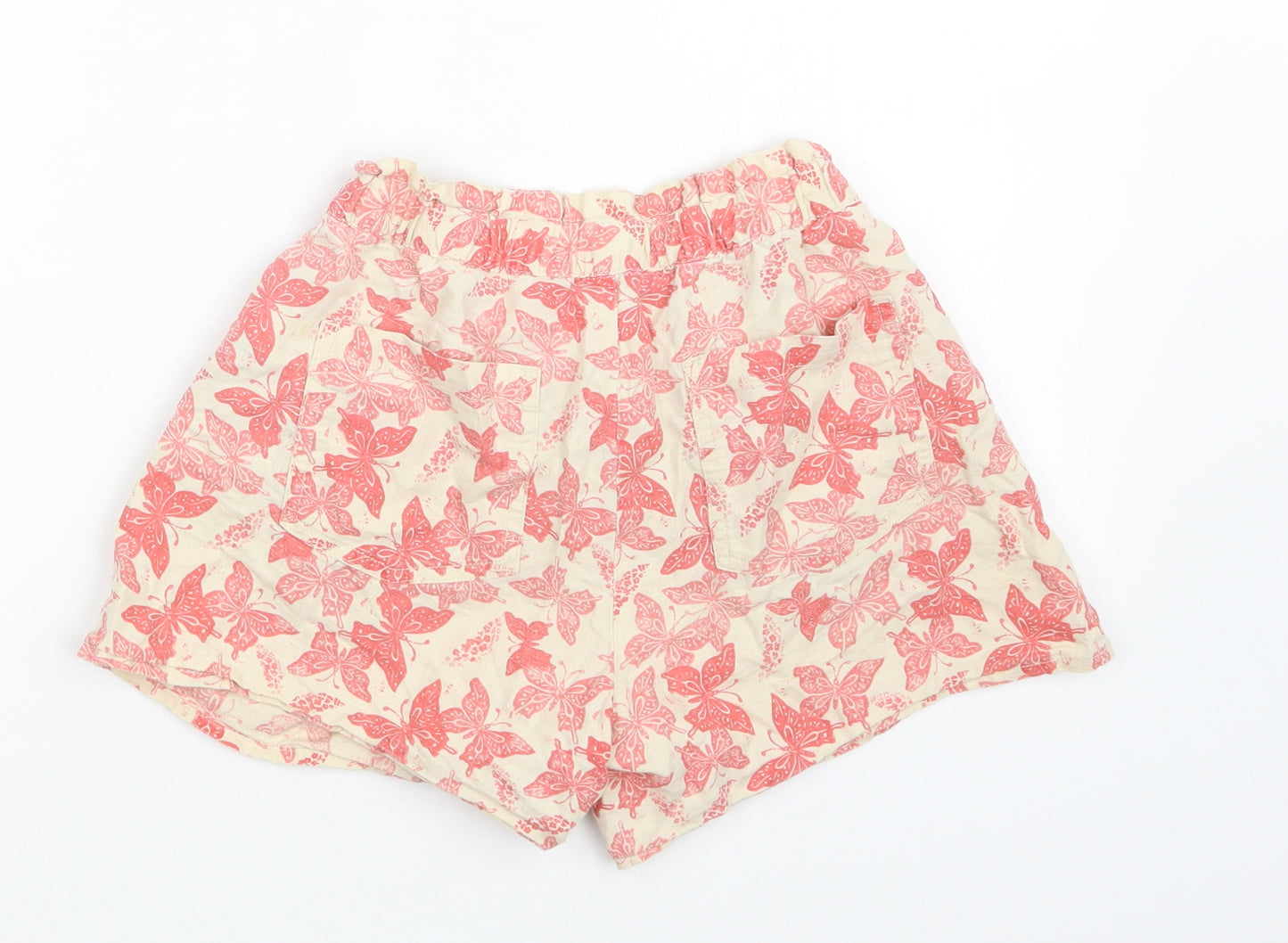 Gap Girls Ivory Geometric Linen Bermuda Shorts Size 10-11 Years  Regular Drawstring - Butterfly Print