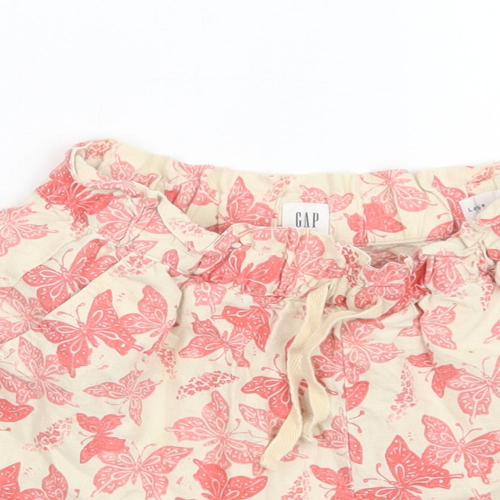 Gap Girls Ivory Geometric Linen Bermuda Shorts Size 10-11 Years  Regular Drawstring - Butterfly Print